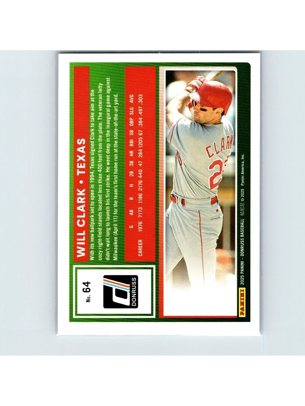 2025 Donruss Will Clark #64 On Fire #/75 Texas Rangers